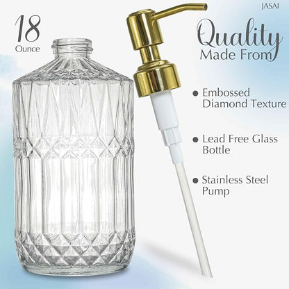 JASAI 18Oz Dazzling Clear Glass Soap Dispenser - Image 2