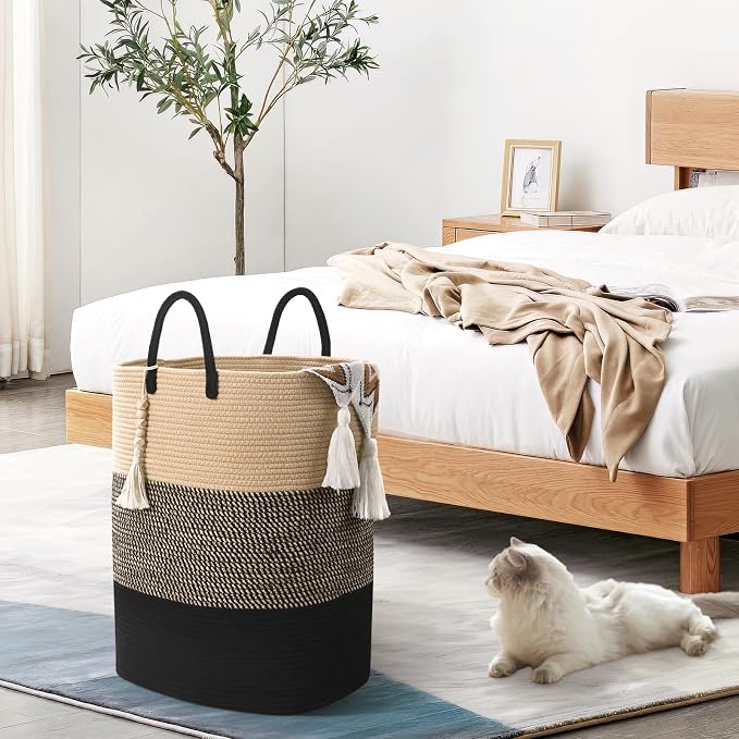 Woven Laundry Basket for Clothes, 100 L Large Rectangle Laundry Hampers - Image 4