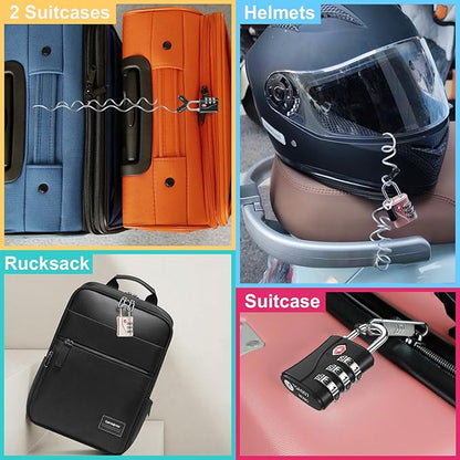 ZHEGE Luggage Locks, TSA Approved Locks, 3 Dial Zipper Lock with (80CM) Cable for Suitcases, Backpack, Baggage (Rose Gold, 2 Pack)