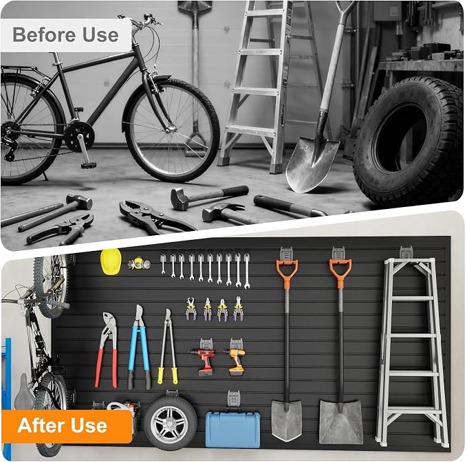 DoCred Slatwall Paneling Organizer, 4x2 FT PVC Garage Slat Wall Storage Systems - Image 6