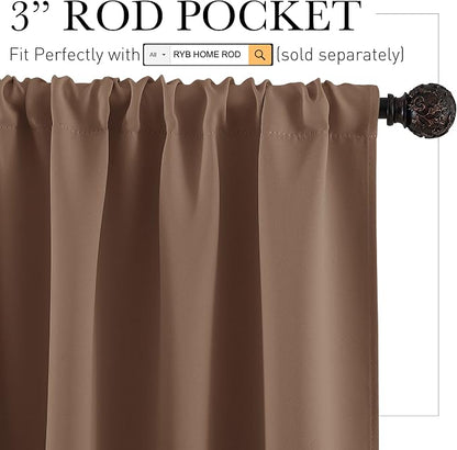RYB HOME Long Curtains Light Blocking Drapes Window Treatment Panels Room - Image 2