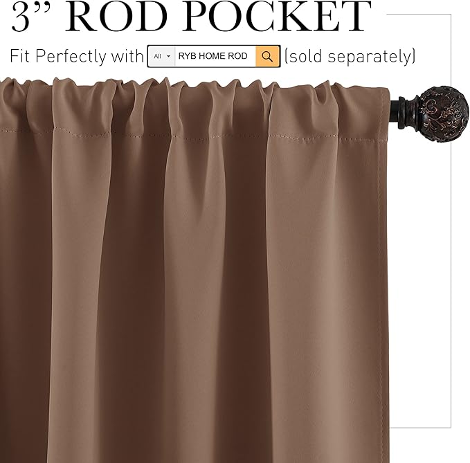 RYB HOME Blackout Curtains 84 inches Long 2 Panels Set - Image 3
