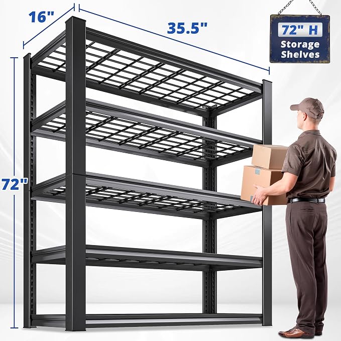 REIBII 3010LBS Storage Shelves 72" H Garage Shelving Heavy Duty Metal Shelving - Image 2