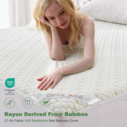 Waterproof Mattress Protector, Full Size Mattress Pad Fitted 6-15" Deep Pocket - Image 2
