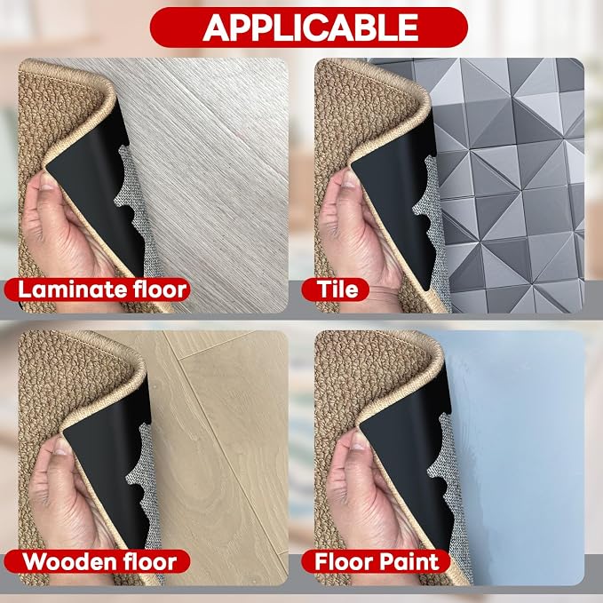 Rug Non Slip Grippers, Reusable Keep Rug Corner Down Tape Pads - Image 6