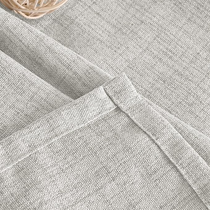 YoungsTex Light Grey Linen Semi Sheer Curtains for Living Room 2 Panels, Textured Light Filtering Drapes with Rod Pocket Back Tab Window Treatments for Dining Bedroom, 52 X 72 Inch