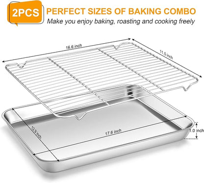 Homikit Baking Half Sheet with Rack, Metal Bacon Tray with Wire Cooling Rack - Image 2