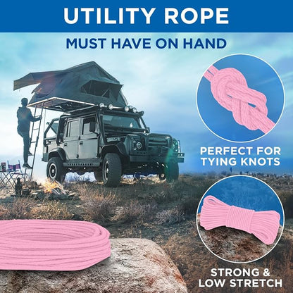 TECEUM Cotton Rope 3/16” – 100 FT – Strong All-Purpose Braided Rope – Natural - Image 6