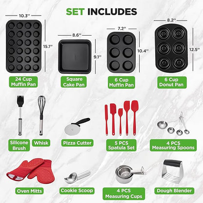 NutriChef 42-Piece Nonstick Bakeware Set | Carbon Steel Baking Pans Set - Image 3
