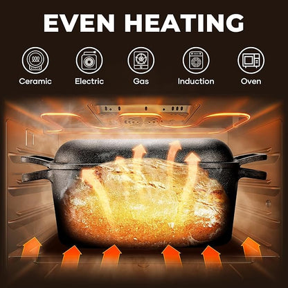Oval Dutch Oven for Bread Baking, Pre-seasoned Cast Iron Bread Pans for - Image 3