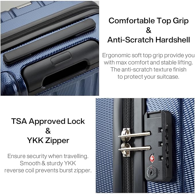 Hanke 14 Inch Underseat Carry On Luggage with Wheels Hard Shell Suitcases Lightweight Small Luggage for Weekender Mini Suitcase Carry On Bag Travel Luggage Christmas Gifts for Birthday (Dark Blue)