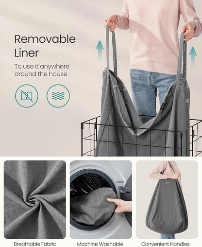 SONGMICS Laundry Hamper, 34.3 Gal. Laundry Basket, Collapsible Clothes Hamper - Image 4