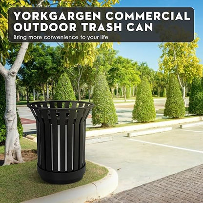 16Gallon/62L Commercial Outdoor & Indoor Metal Trash Can, Outdoor Slatted Trash - Image 8