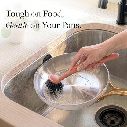 Earth & Mango Magnetic Dish Brush & Scraper, Snaps to Sink, Non-Scratch - Image 4