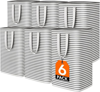 Lifewit 6 Pack Laundry Hamper Large Collapsible Laundry Baskets, Freestanding Waterproof Clothes Hamper with Easy Carry Handles in Laundry Room Bedroom Bathroom College Dorm for Adults, Black, 6 x 80L