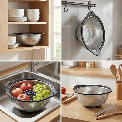 304 Stainless Steel Colander 3-Quart, Heavy Duty Metal Strainer - Image 7