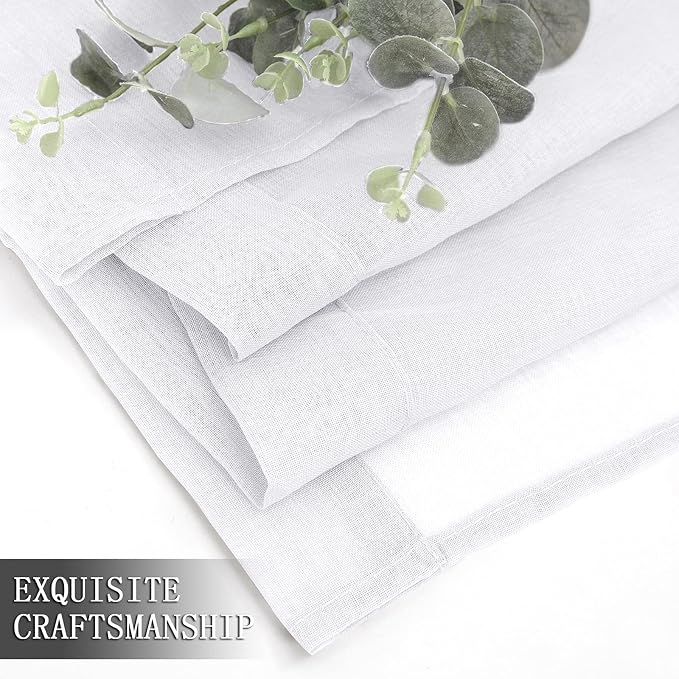 Tollpiz Short Sheer Curtain Living Room Linen Textured Curtains Sheer Light - Image 7