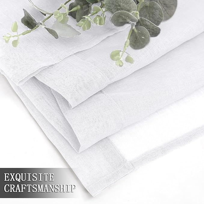 Tollpiz Sheer Curtains Linen Textured Living Room Curtain Sheers Light - Image 7