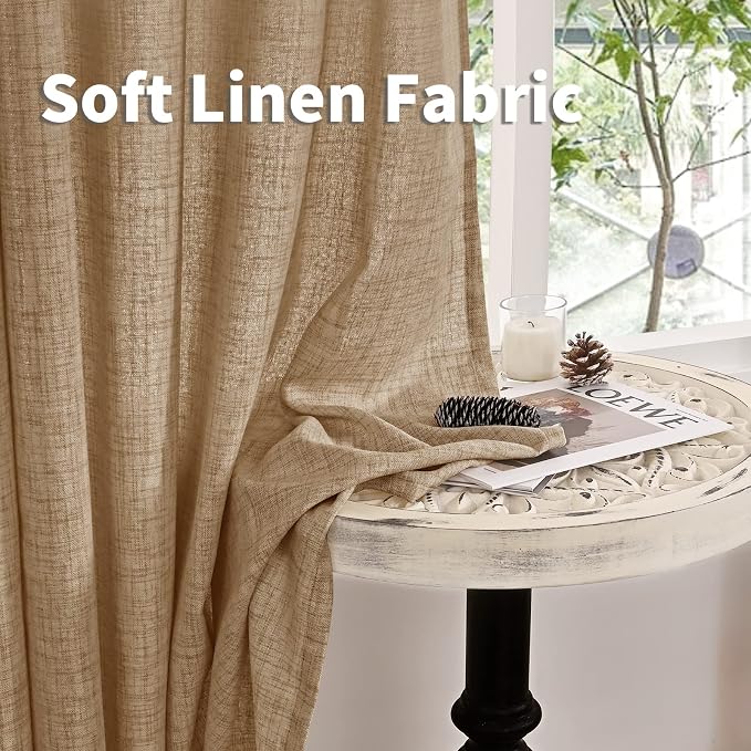 YoungsTex Burlap Linen Semi Sheer Curtains 72 Inch Length - Image 9