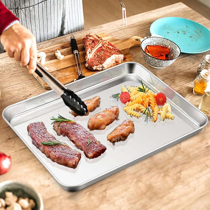 Homikit Baking Pan Sheet Set of 2, Stainless Steel Cookie Sheets Tray - Image 4
