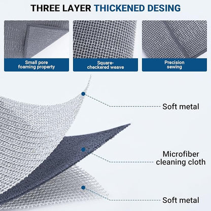 10 Pcs New Upgrade 3-Layer Non Scratch Wire Dishcloth, Wire Dishwashing Rag - Image 3