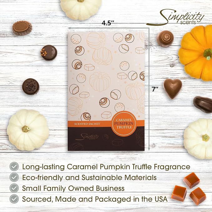 Floral Simplicity Caramel Pumpkin Truffle Scented Sachets Pack of 3, Fall & - Image 3