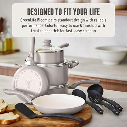GreenLife 16-Piece Nonstick Cookware Set, Non-Toxic Ceramic Pots and Pans Set - Image 3
