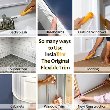 InstaTrim The Original Flexible Trim - 50ft White 3/4" Wide Caulk Tape - - Image 3