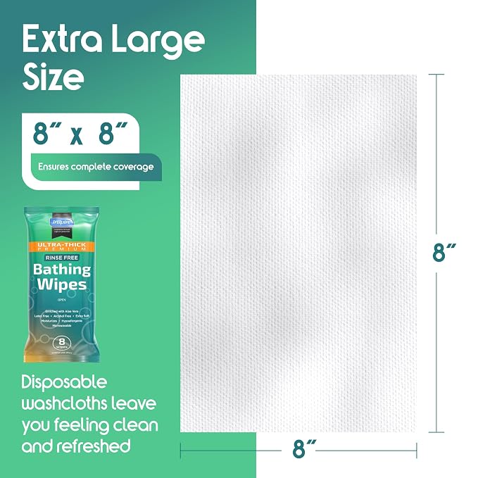 Inspire Ultra Thick Rinse Free Body Wipes, Bathing Wipes, Rinse Free Wet Wipes - Image 3