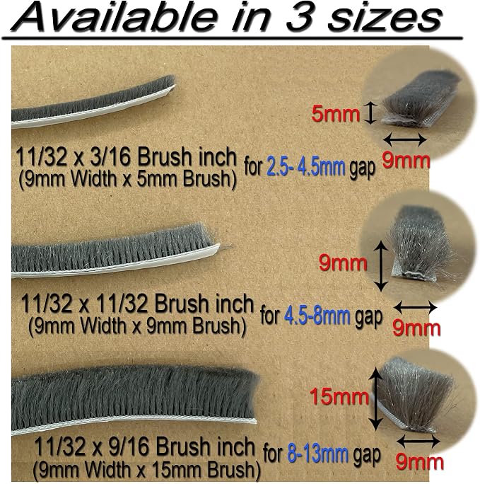Fuzzy Weatherstripping for Window and Door Frame Side, Pile Self Adhesive Brush - Image 2