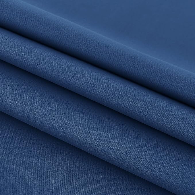 DWCN French Door Curtains – Rod Pocket Thermal Blackout Curtain for Doors with Glass Window, Kitchen and Patio Doors for Privacy, 54 X 72 Inches Long, 1 Curtain Panel with Tieback, Classic Blue