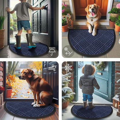 Smiry Half Circle Front Door Mat Outside Entrance, Heavy Duty Outdoor Indoor - Image 7