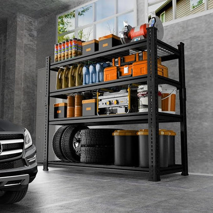 Storage Shelves Heavy Duty 2 PCS, 4-tier Adjustable Metal Industrial Utility - Image 2