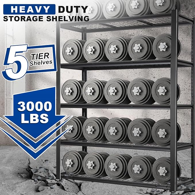 BILT HARD 48”W x 18”D x 72”H Garage Shelving, 5-Tier Heavy Duty Storage Shelves - Image 3