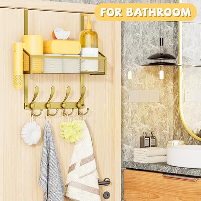 Over The Door Hooks Organizer, Coat Rack Over The Door Storage Hanger Towel Rack - Image 2