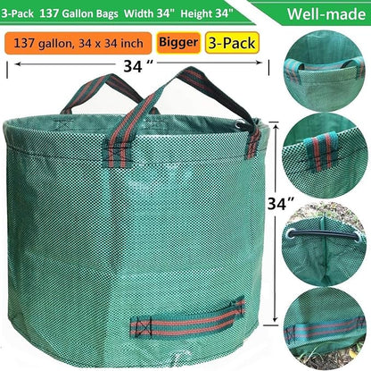 Professional 3-Pack 137 Gallon Lawn Garden Bags Big Yard Waste Bags - Image 4
