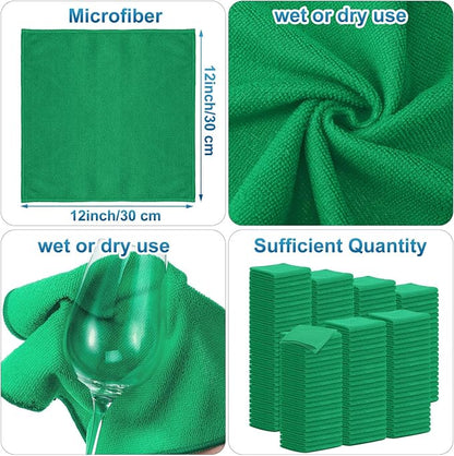 Tenare 100 Pack 12'' x 12'' Microfiber Cleaning Cloths Reusable Cleaning Rags - Image 2