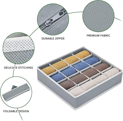Joyoldelf Sock Drawer Organizer Divider Underwear Organizer 16-cell Fabric - Image 7