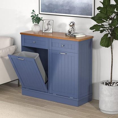 Betterhood Tilt Out Trash Cabinet 10 Gallon Wooden Free Standing Laundry Sorter by Betterhood