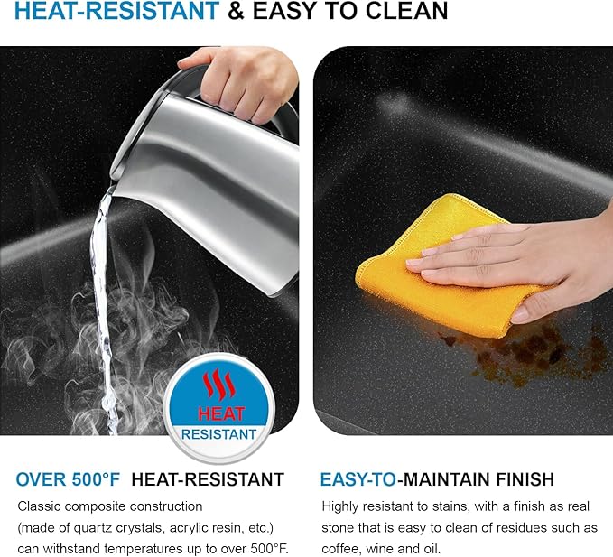 21 Black Granite Composite Bar Sink 18x18 Single Bowl Not Easily Stained Undermount Small Kitchen Sink Small Wet Bar Sinks with Workstation Quartz Natural Stone