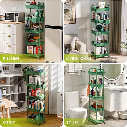 5 Tier Rolling Cart Organizer, Bathroom Cart Organizers - Image 6