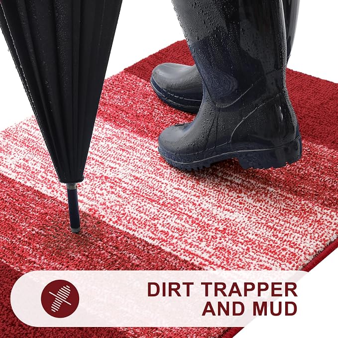 Kitinjoy Indoor Outdoor Door Mat, 32x20 Non-Slip Absorbent Dirt Trapper - Image 2