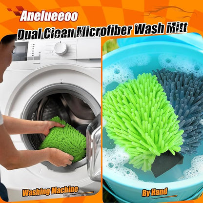 Car Wash Mitt Microfiber, Premium Chenille Microfiber Wash Car Mitts Sponge - Image 5
