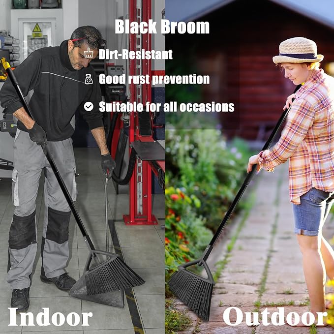 Heavy Duty Broom Outdoor Indoor, Upgraded Commercial Angle Brooms, Restaurant - Image 5