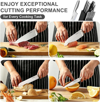 FIKSHOT Kitchen Knife Set, German Stainless Steel kitchen knives – Includes - Image 6