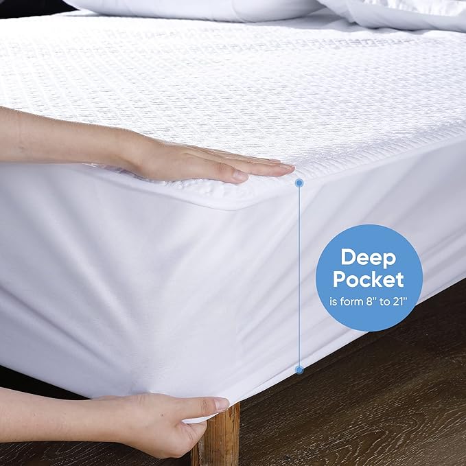 Hanherry 100% Waterproof Mattress Protector Queen Size, Mattress Cover 3D Air - Image 4