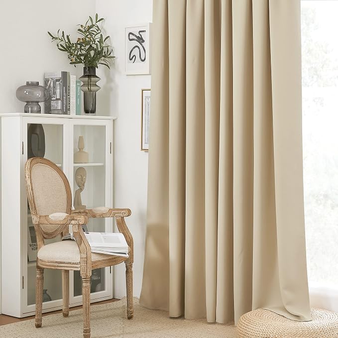 RYB HOME Curtains for Bedroom 72 inches Long, W 34 x L 72, Biscotti Beige - Image 5