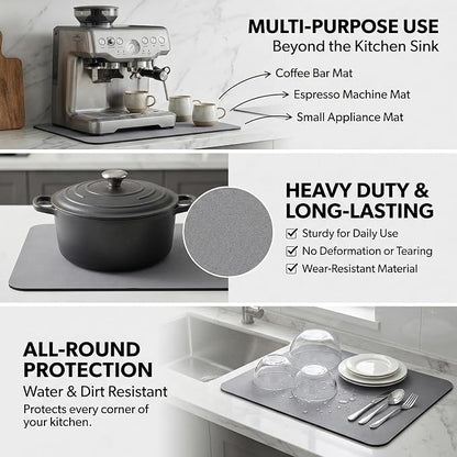Extra Large Dish Drying Mats: 33"L x 17"W XXL Customizable Trimmable Non-Slip - Image 6