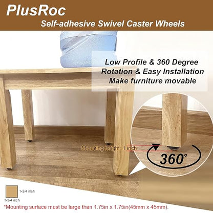 PlusRoc 4 Pack 1 Inch Self Adhesive Paste Caster Wheels - Image 3