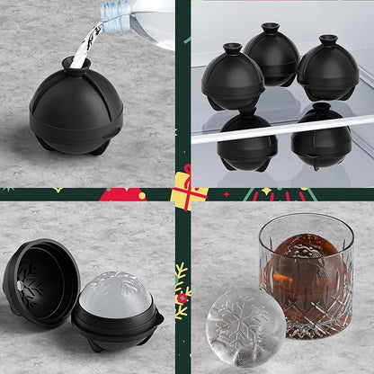 Novelty Christmas Snowflake Tree Ball Ice Maker Mold Set of 4, Funny Christmas - Image 3